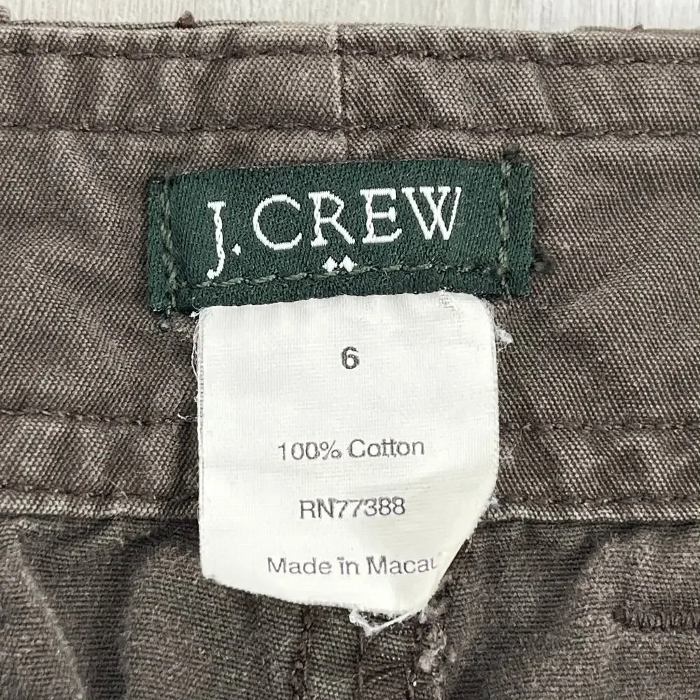J. Crew Brown Cotton Button Front Mini Skirt 6 Y2K Summer 2007 Preppy Office